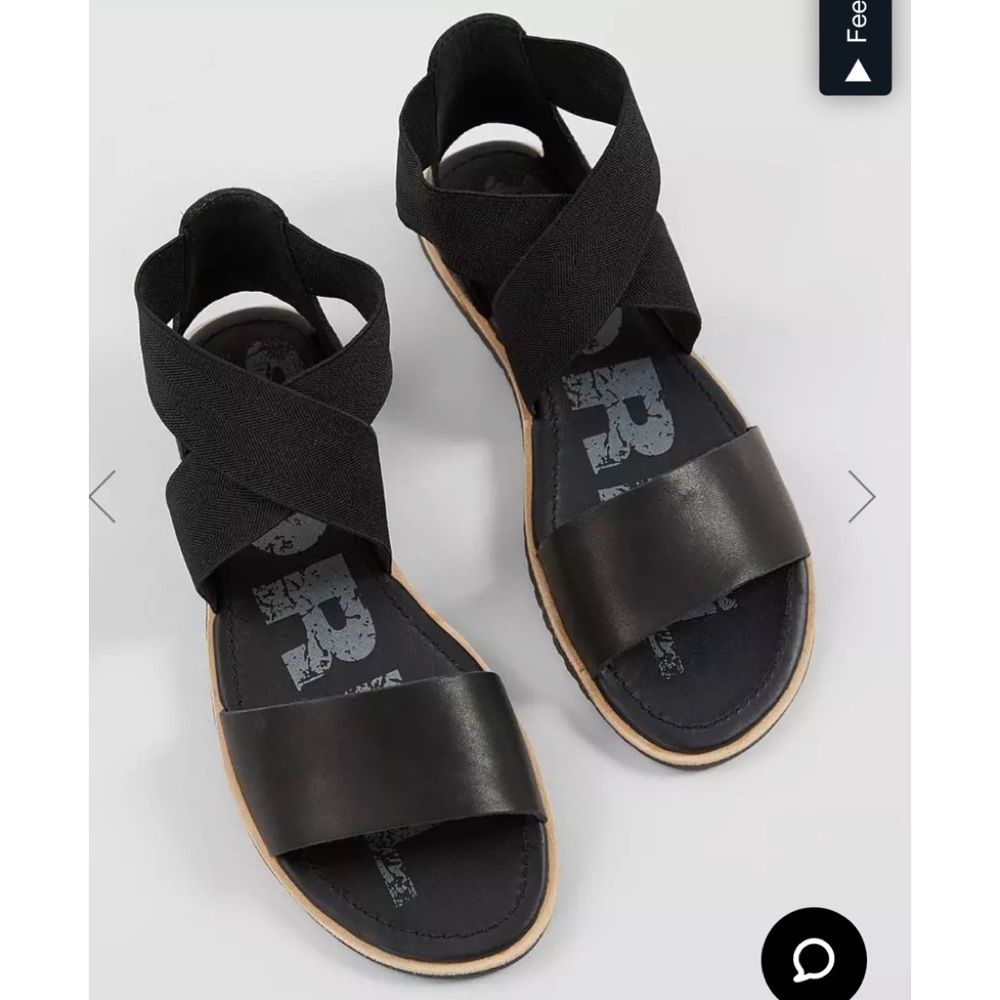 SOREL Ella™ Leather Sandal Size 8.5 in black